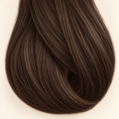 Cocoa human hair wig colour swatch in warm medium cocoa brown