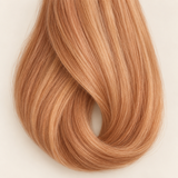 Copper Glow human hair wig colour swatch in bright copper red