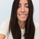 Espresso 18-inch layered straight wig in dark brown, front view