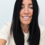 Midnight 18-inch layered straight wig in jet black, front view