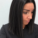Soft Onyx 14-inch blunt bob wig in soft natural black, side view showing the hairline