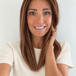 Spiced Auburn 16-inch layered straight wig in warm auburn red, front view