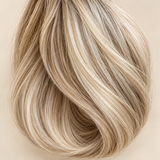 Vanilla Sand human hair wig colour swatch in rooted beige vanilla blonde